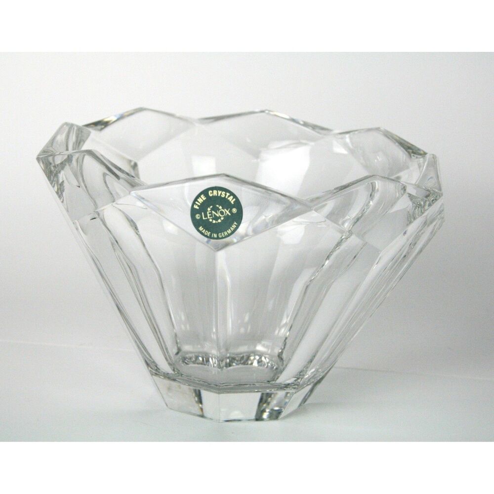 Lenox Lead Crystal Bowl Vintage 1998 Faceted Geometric Scalloped
